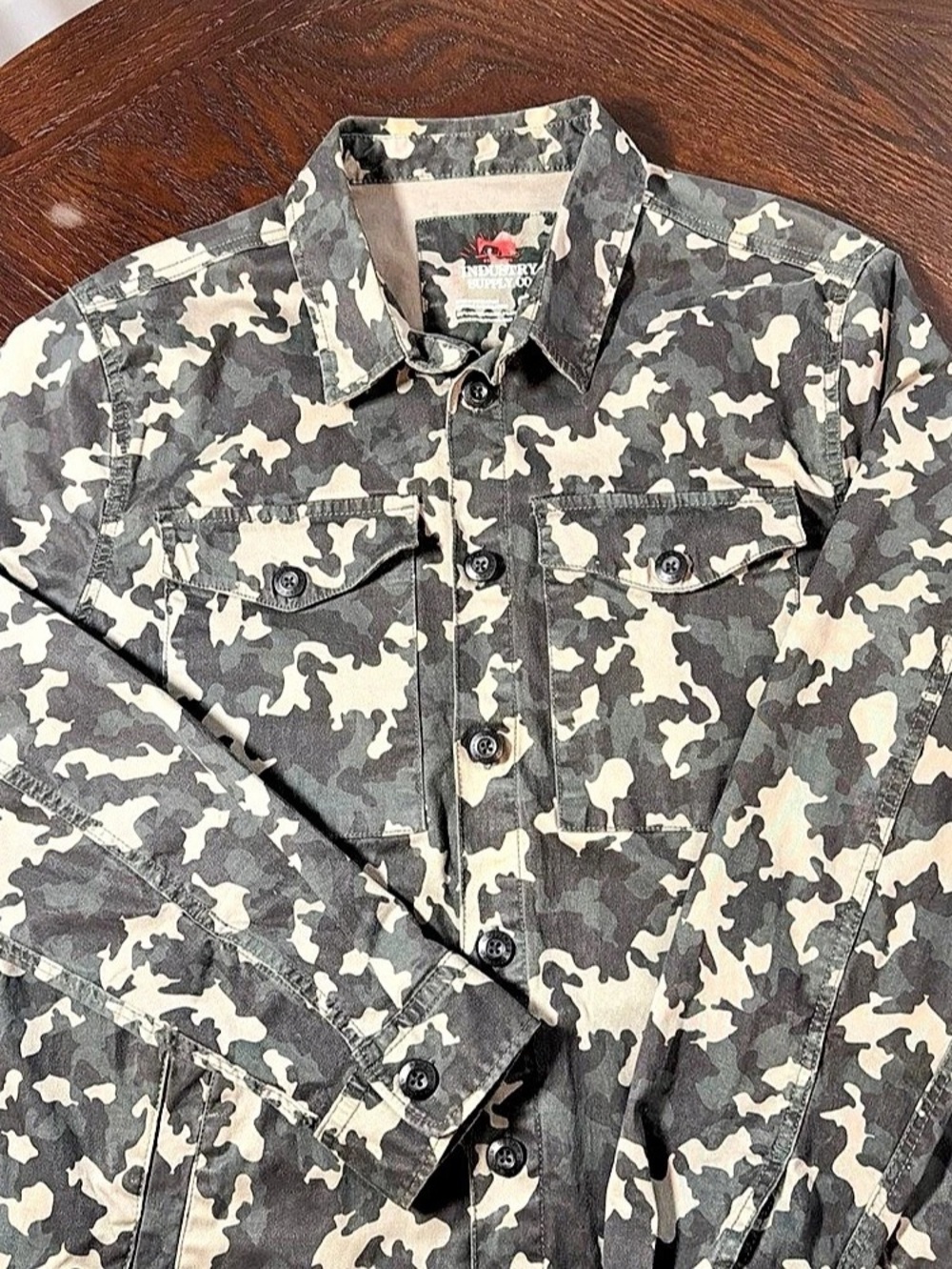 Industry Supply Co Camo Field Jacket Green & Black Size Large